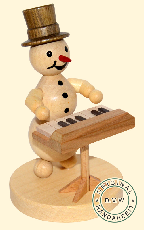 Schneemannmusikant "Keyboard" Sockel 12 cm