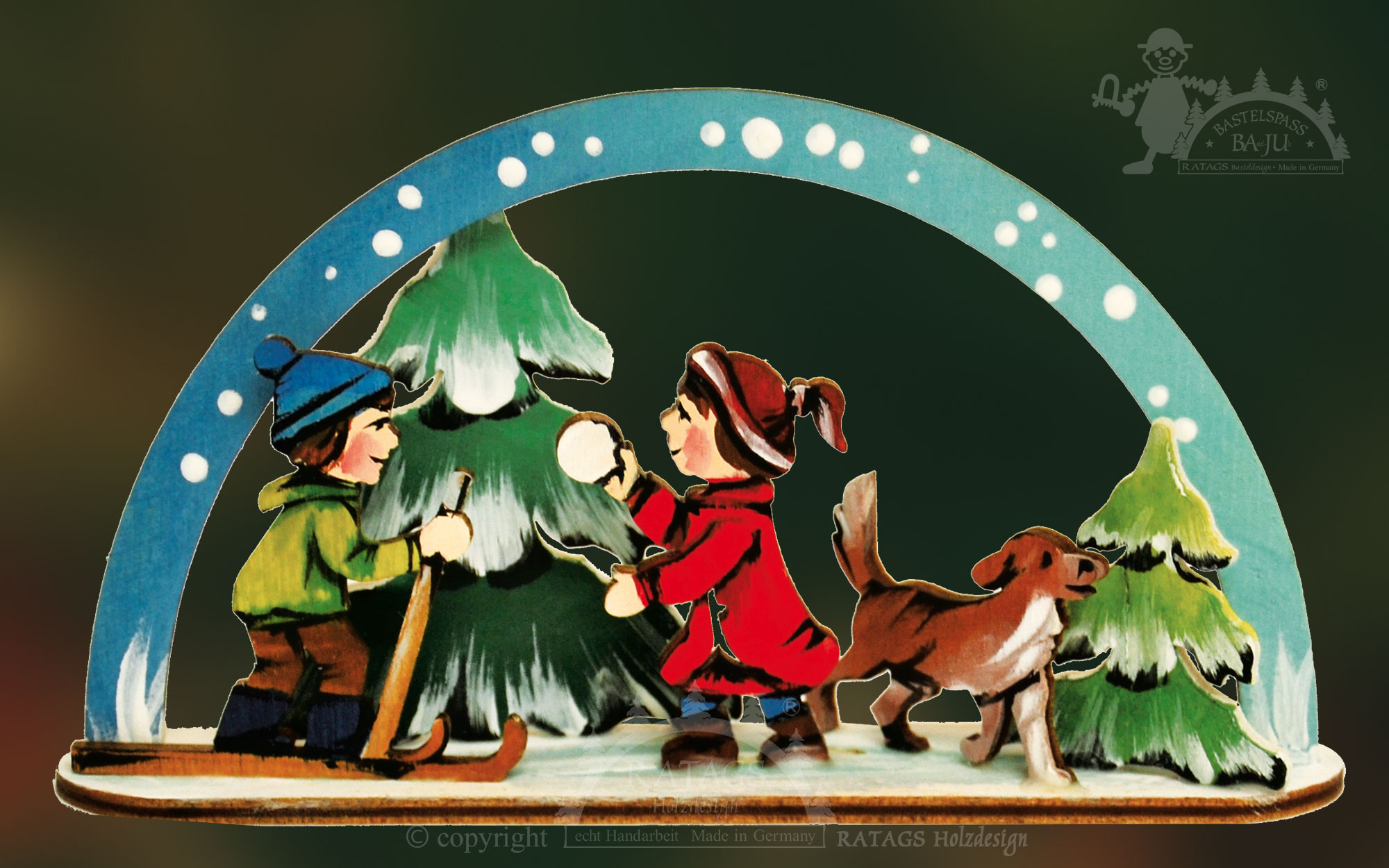 Mini-Schwibbogen zum Basteln Schneeballschlacht