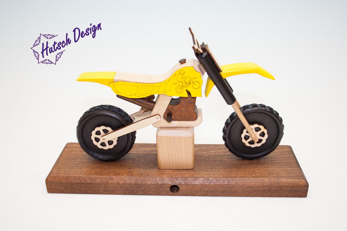 Raeuchermotorrad Cross gelb  27 x8 x 16cm
