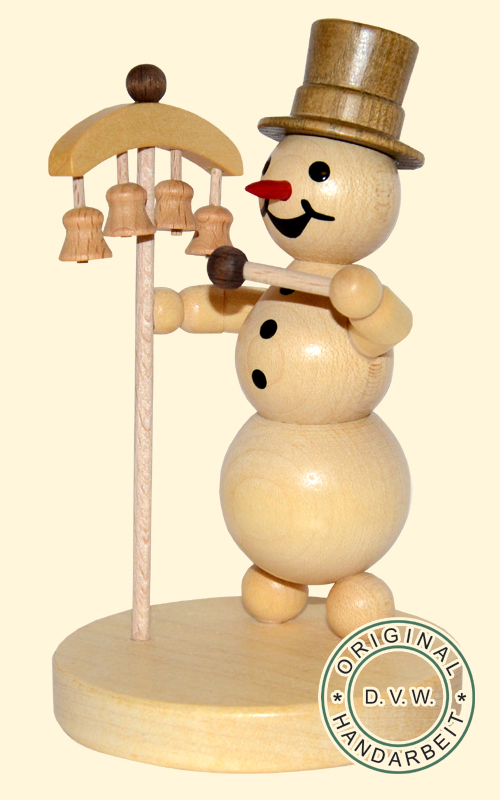 Schneemannmusikant "Glockenspiel" Sockel 12 cm