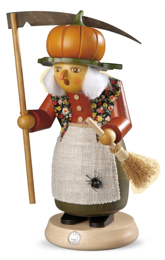 Räuchermann Halloween Hexe mit Kürbis