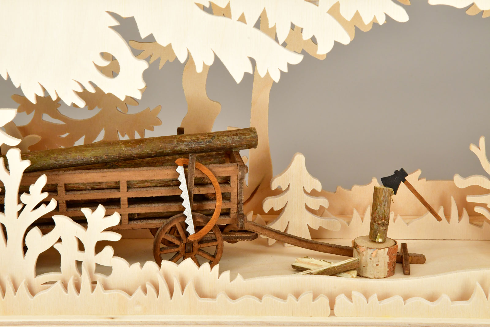 Raumleuchte groß, natur, Holzwagen