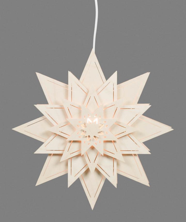Weihnachtsstern mit Lichtschlitzen, elektr. Beleuchtung