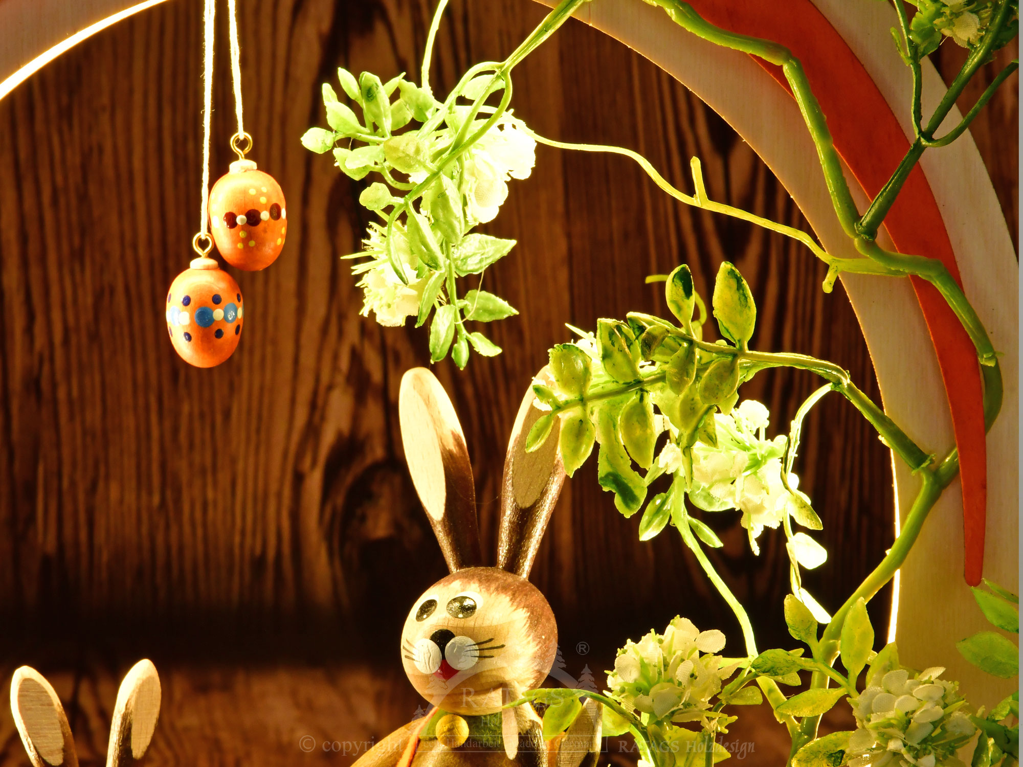 Romantikleuchte Ostern, LED, rund,orange Halb-USB, Zuleitung 2,30 m