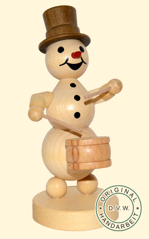 Schneemannmusikant "Trommler" Sockel 12 cm
