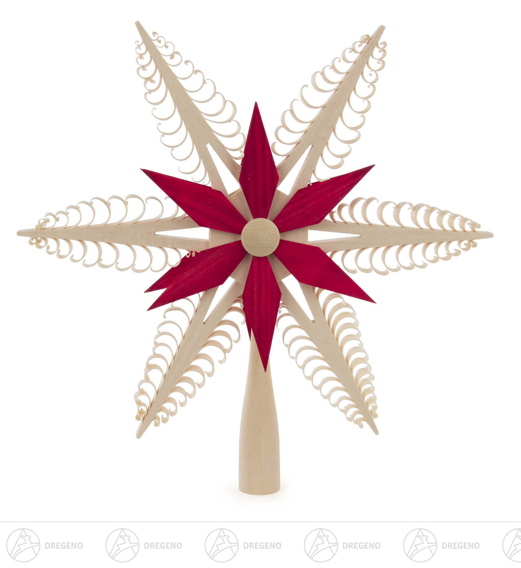 Christbaumspitze Spanstern,rot-natur Durchmesser 24cm