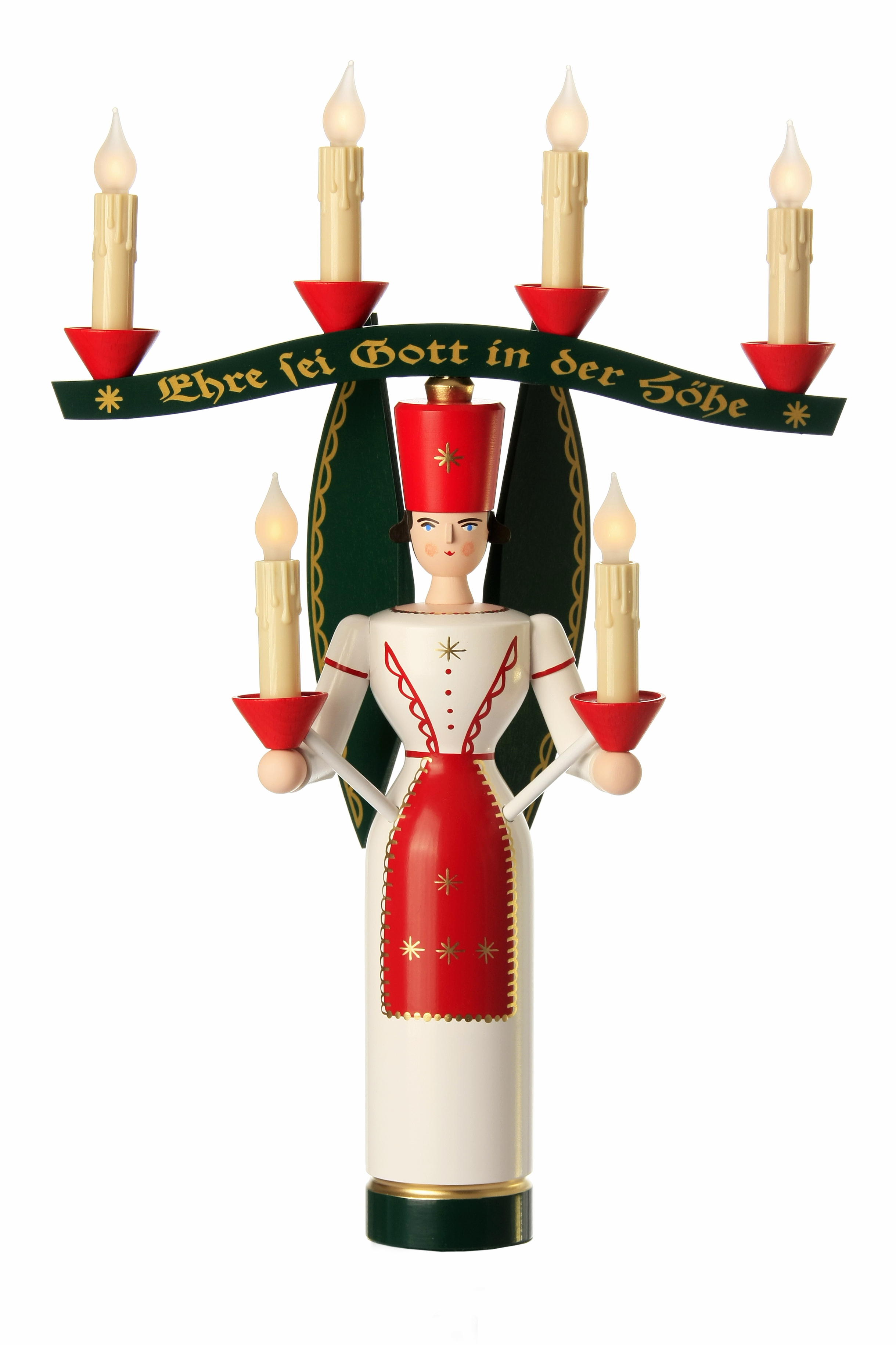 Lichterengel mit Joch farbig elektrisch beleuchtet 46cm
