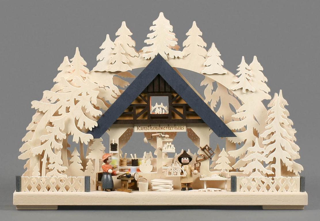 Schwibbogen Kunsthandwerkerhaus klein, indirekt elektrisch beleuchtet