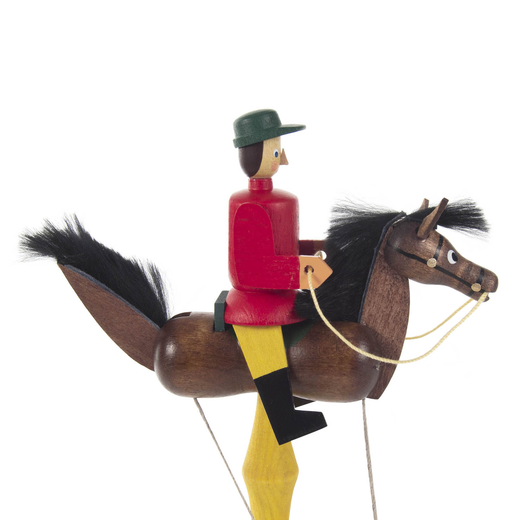 Pendelreiter rot auf Rappe 15cm