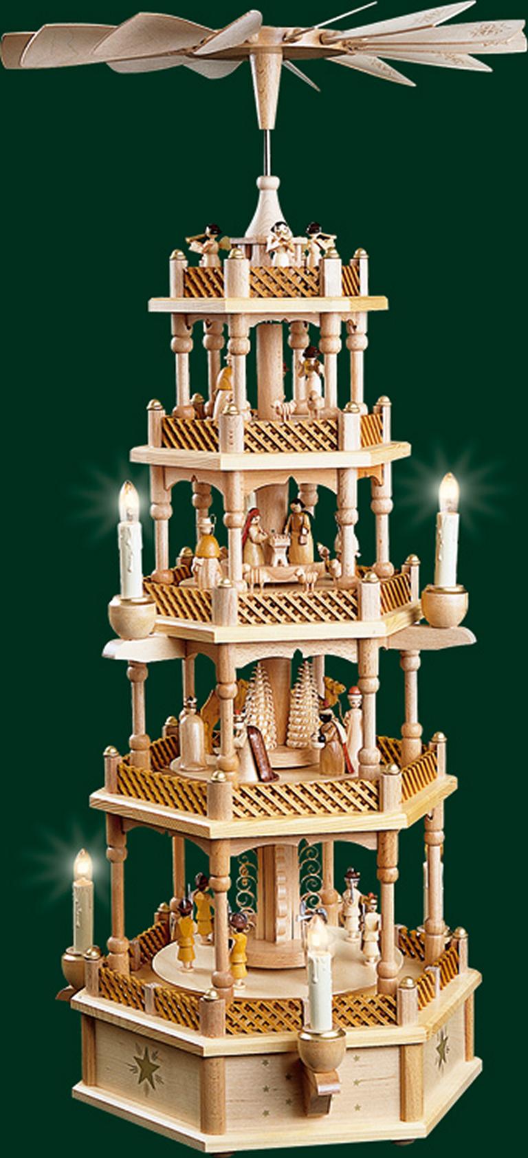 Pyramide Christi Geburt 4-st., natur, el. bel. u. betr.