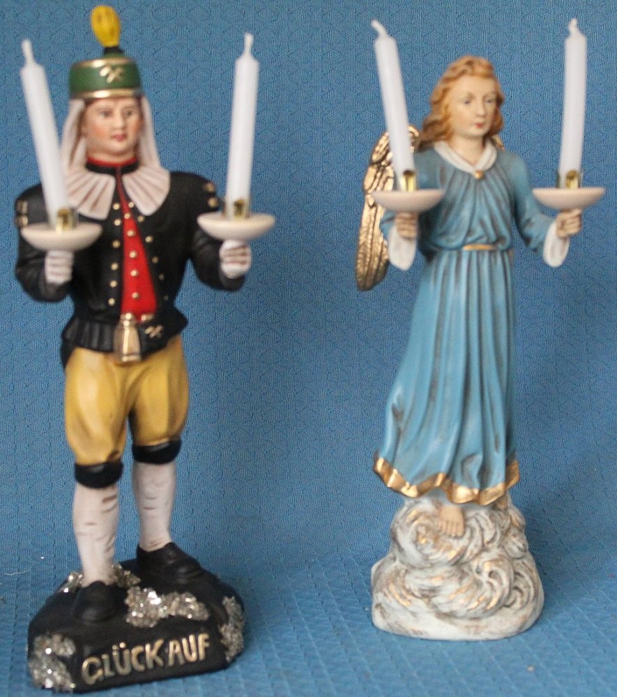 Lichterengel und Bergmann weiß 22 cm