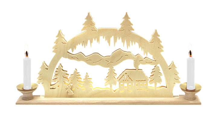 Tischlichterbogen für 2 Pyramidenkerzen Alm