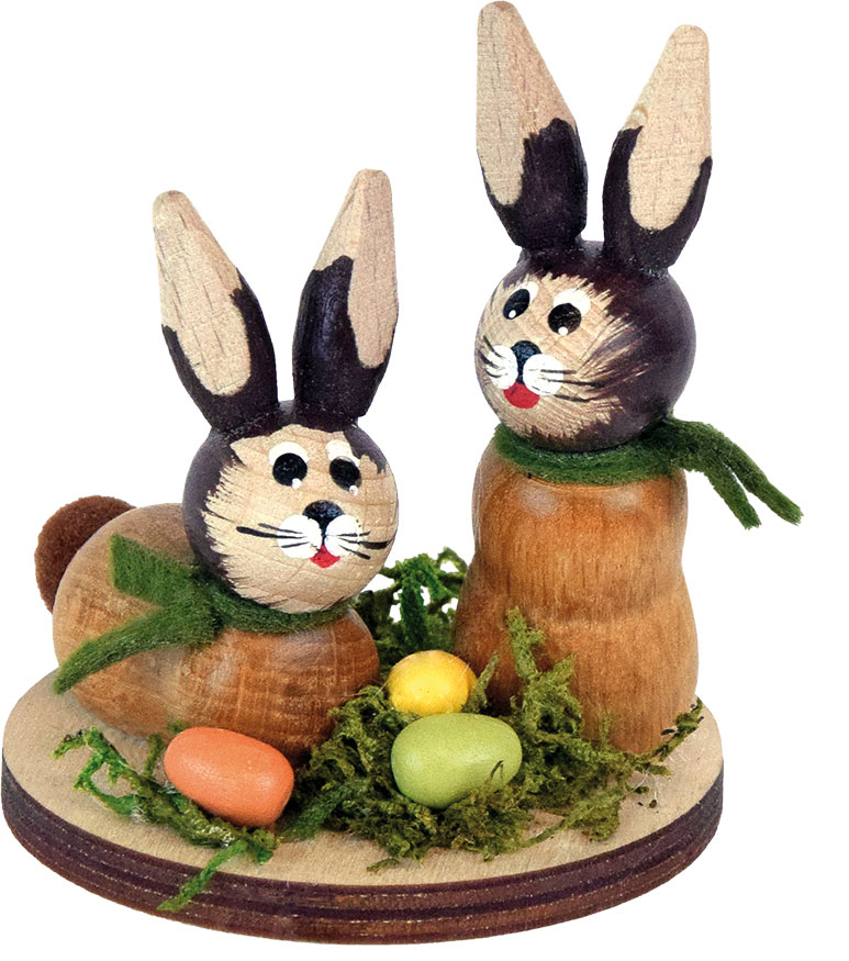 Hasenpärchen, mit Ostereiern