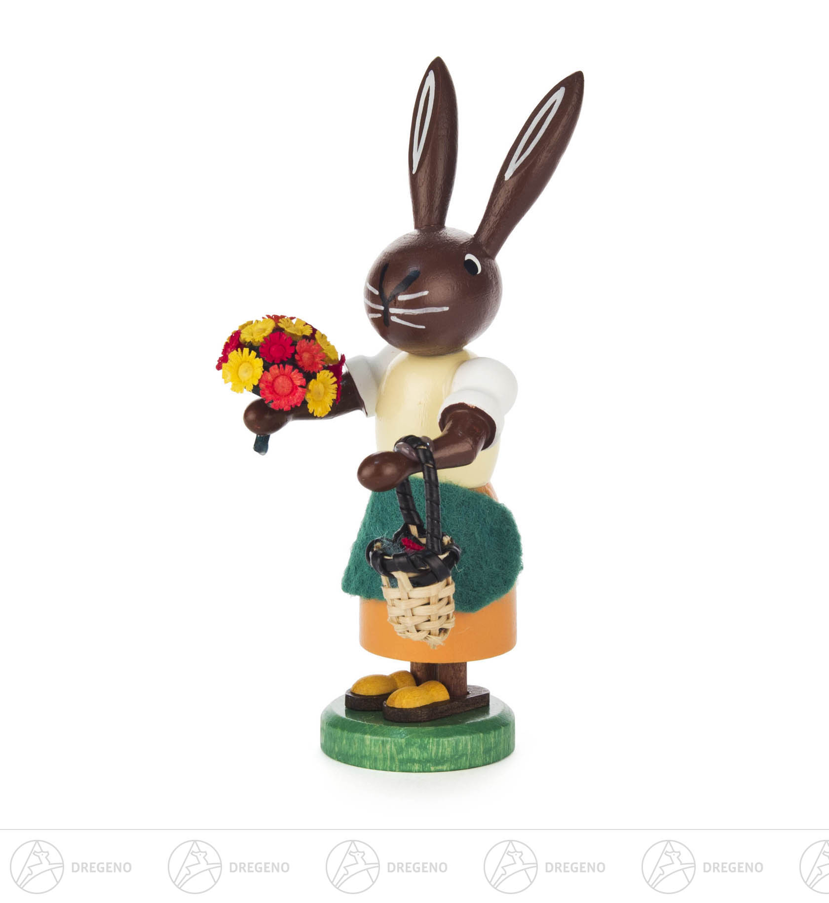 Häsin Gärtnerin mit Blumenstrauß 7cm