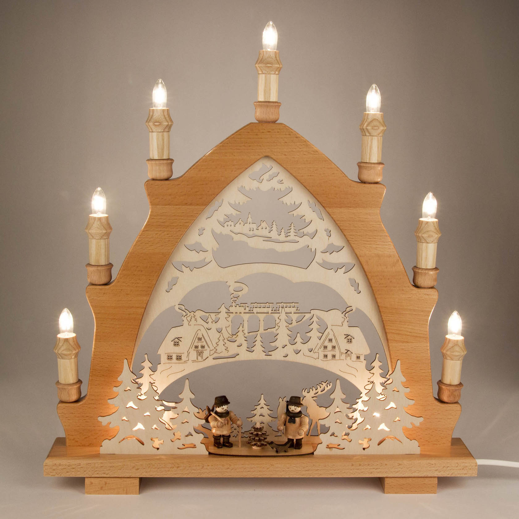 Leuchterbogen, Motiv Wald elektrisch beleuchtet 43x42cm