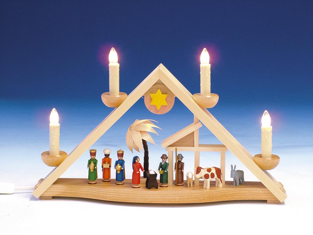 Schwibbogen mit Krippe  bunt elektr. beleuchtet ca.37cm