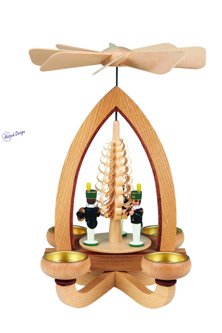 Teelichtpyramide mit Bergleute farbig 28cm