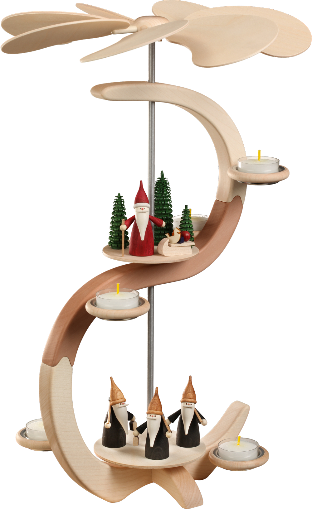 Pyramide S Form 2 Etagen Motive Bergwichtel und Weihnachtswichtel 46 x28 x28cm