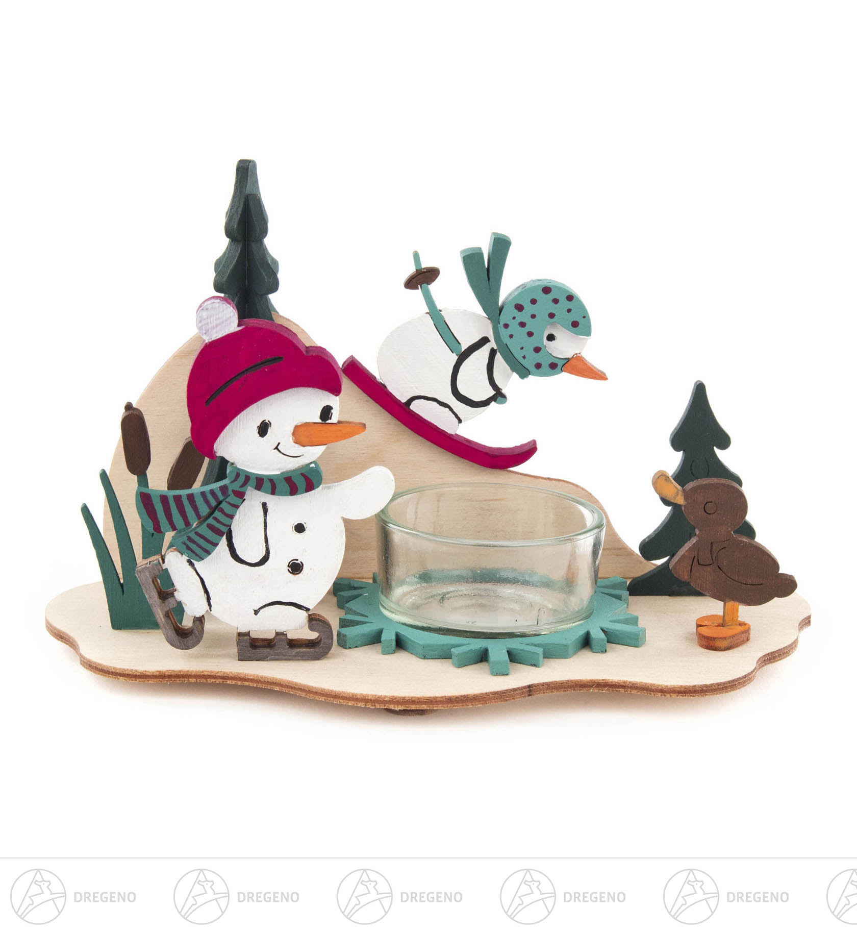 Bastelset Teelichthalter Schneemann Sportler 9x 15cm