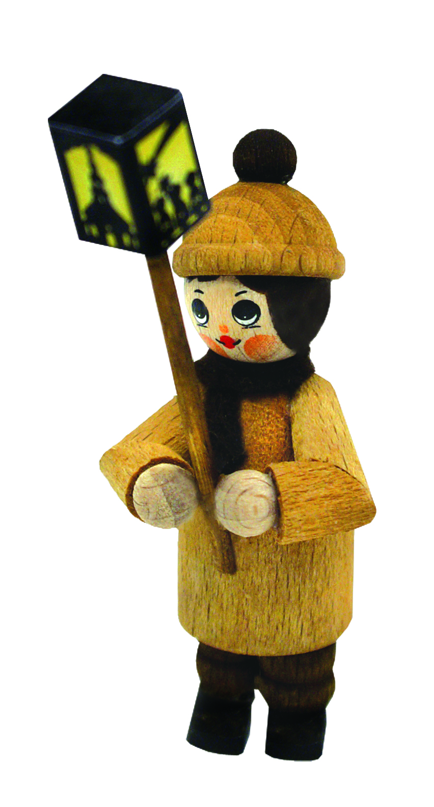 Figur Laternenkind, naturfarben grüne Mütze