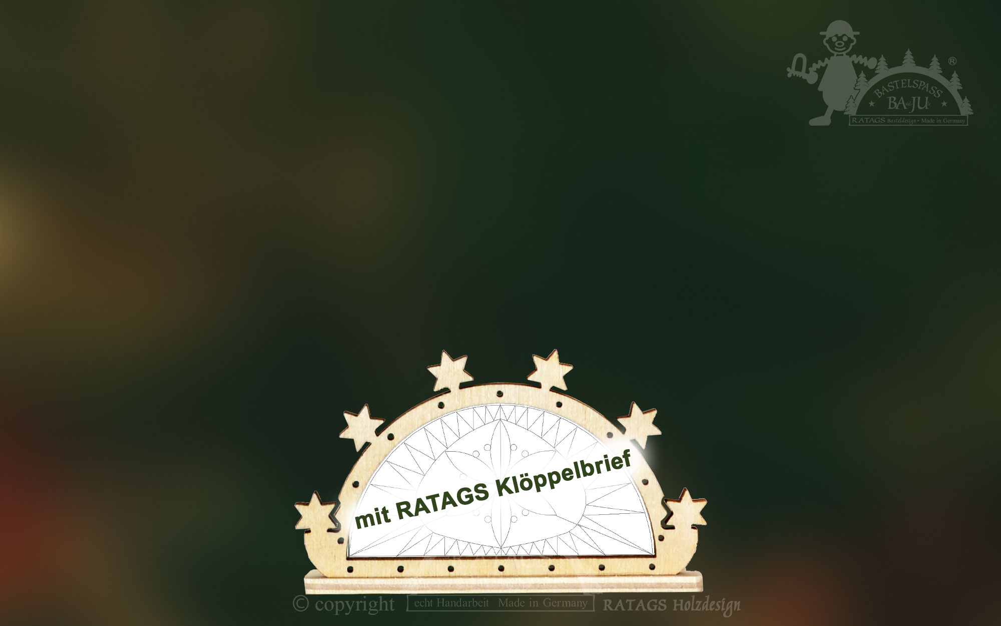 Klöppelrahmen, Mini-Schwibbogen mit Klöppelbrief