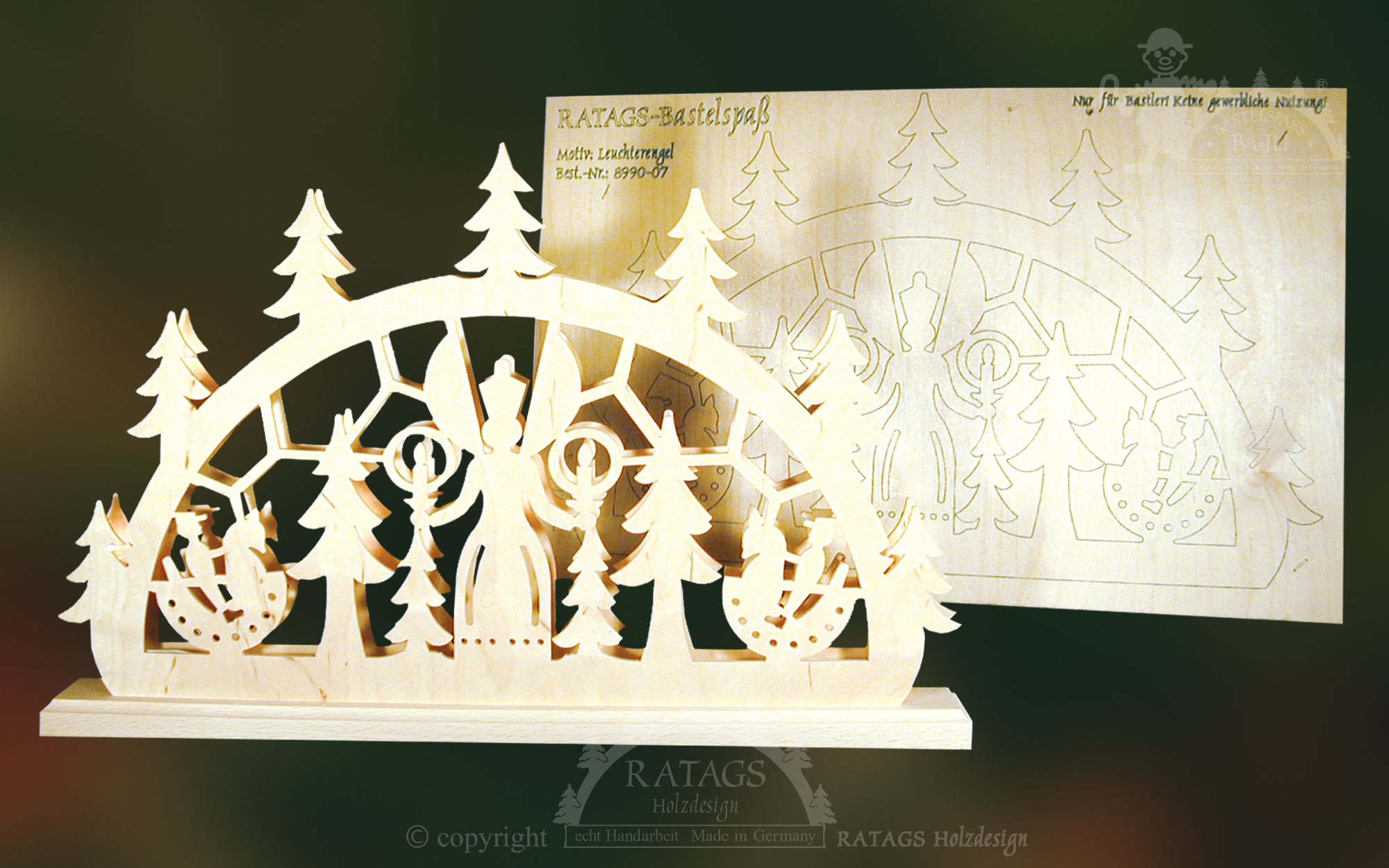 Schwibbogen zum Basteln, klein, Leuchterengel