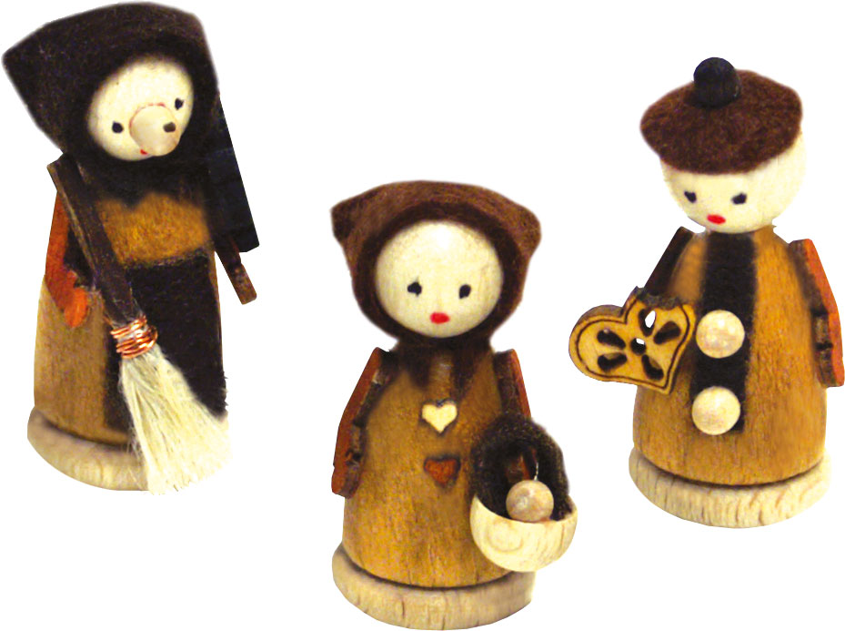 Miniaturfiguren, 3er Set, Hänsel und Gretel mit Hexe