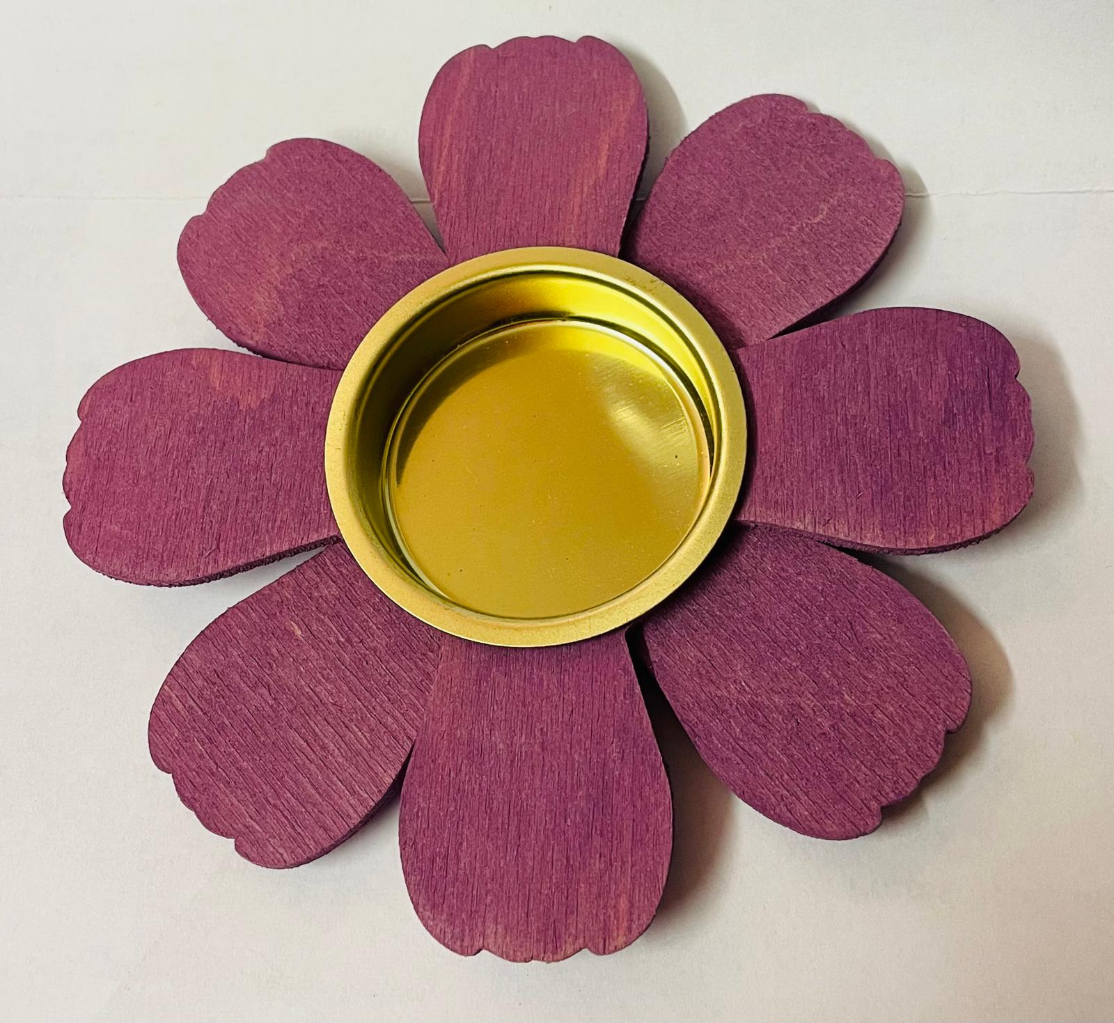 Teelichthalter, Blume, lila Ã 10,5 cm