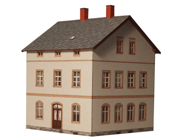 03-16-1-TT - Sächs. Einheitsbau  Nebenbahnhof Empfangsgebäude