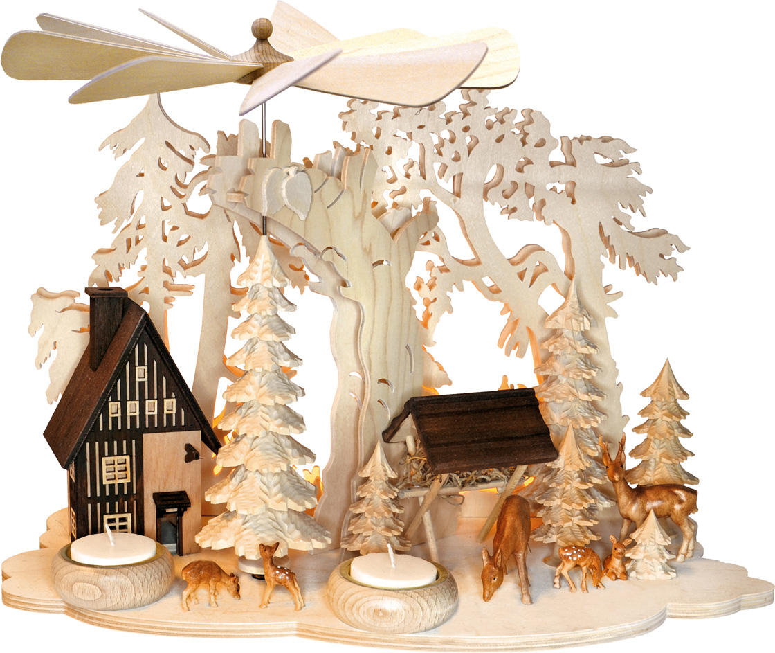 Wand/Tischpyr. Wald mit Haus