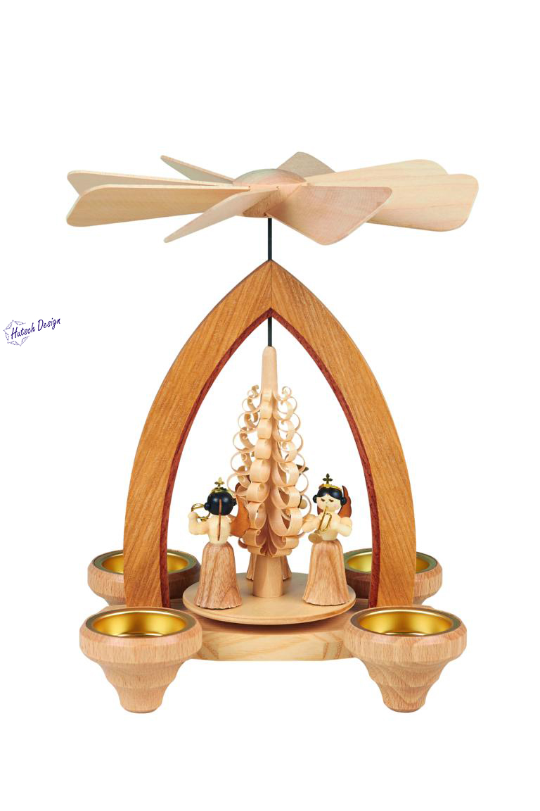 Teelichtpyramide mit Faltenrockengel 26cm