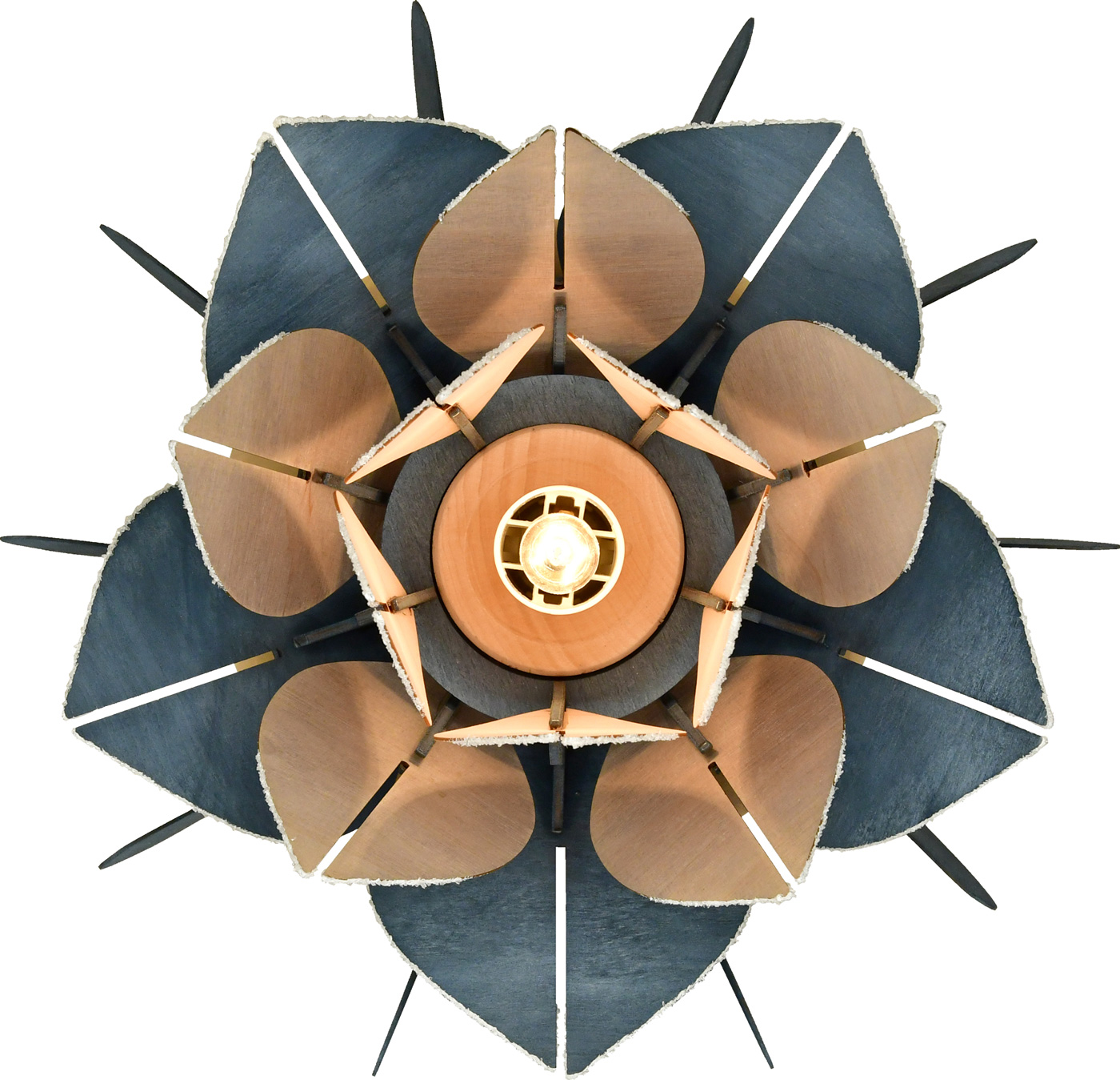 Romantikleuchte, 3-D Lotusblüte Blautöne, Raureif