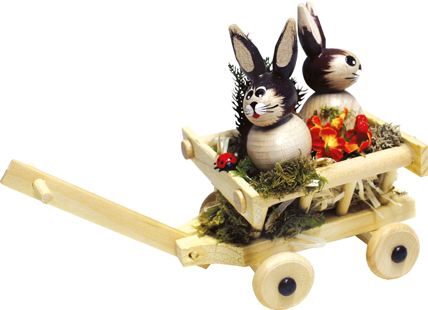 Hasenduo im Leiterwagen