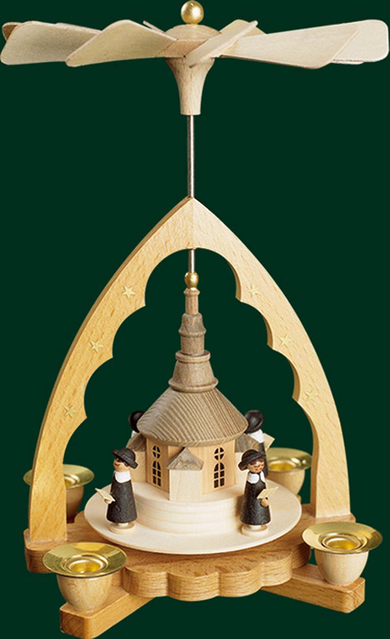 Pyramide Seiffener Kirche mit Kurrende, natur
