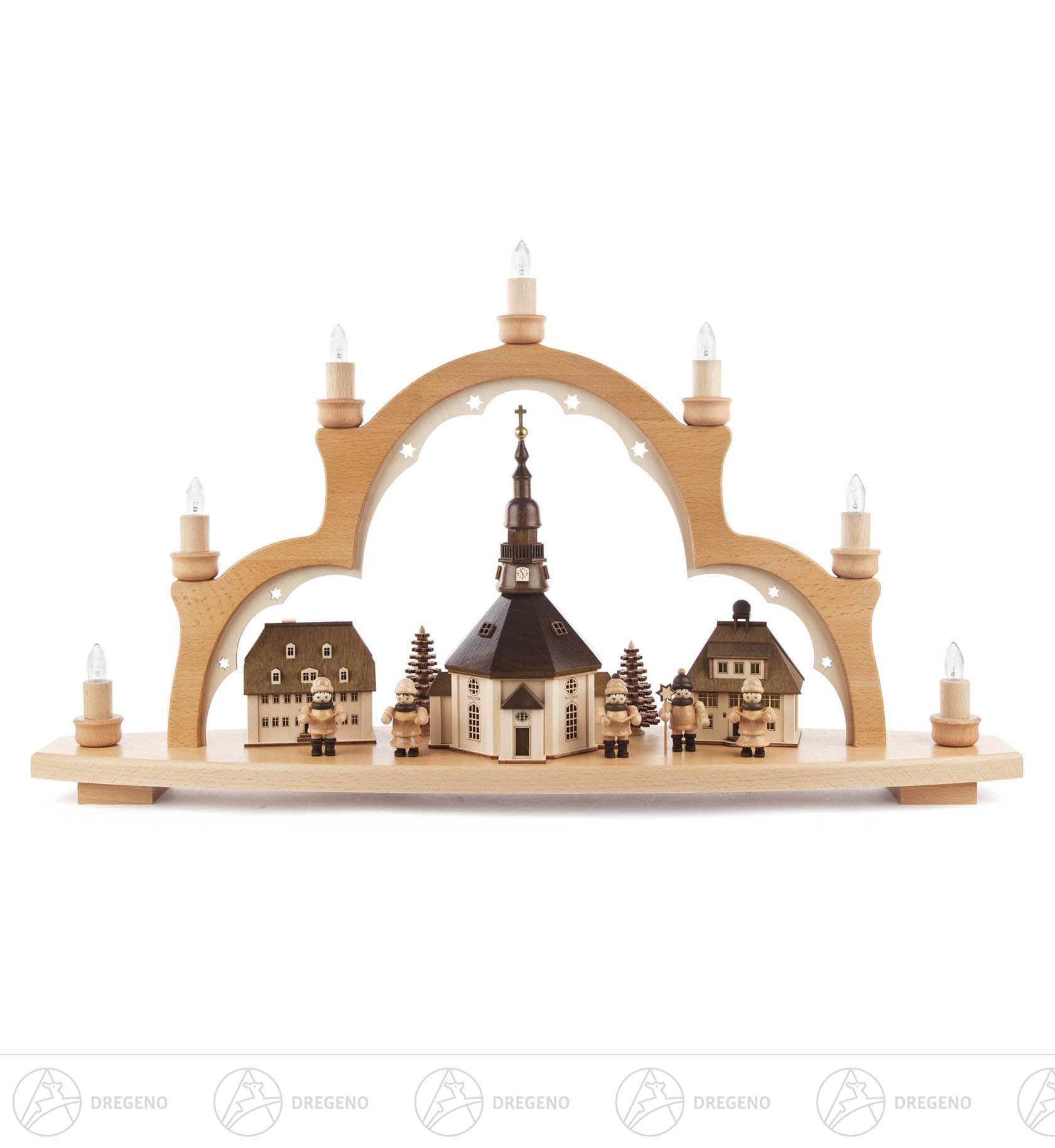 Schwibbogen Seiffener Dorf mit Figuren elektr. Beleuchtung 39x66cm