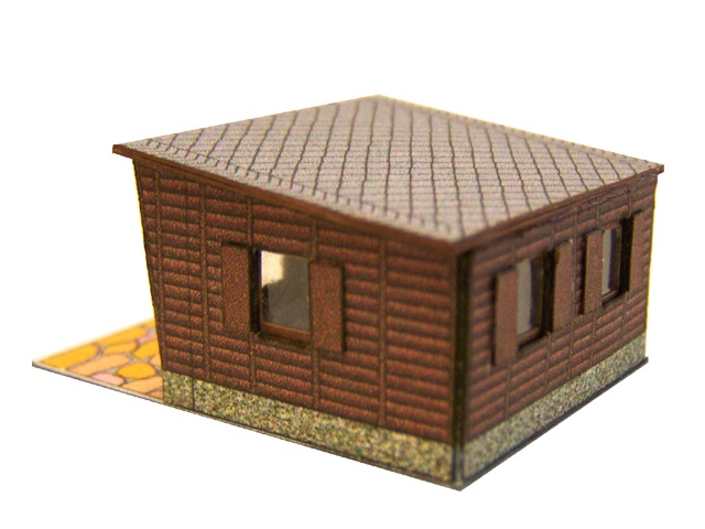 07-02-4-H0  - Gartenlaube - Pultdach - Holz dunkel