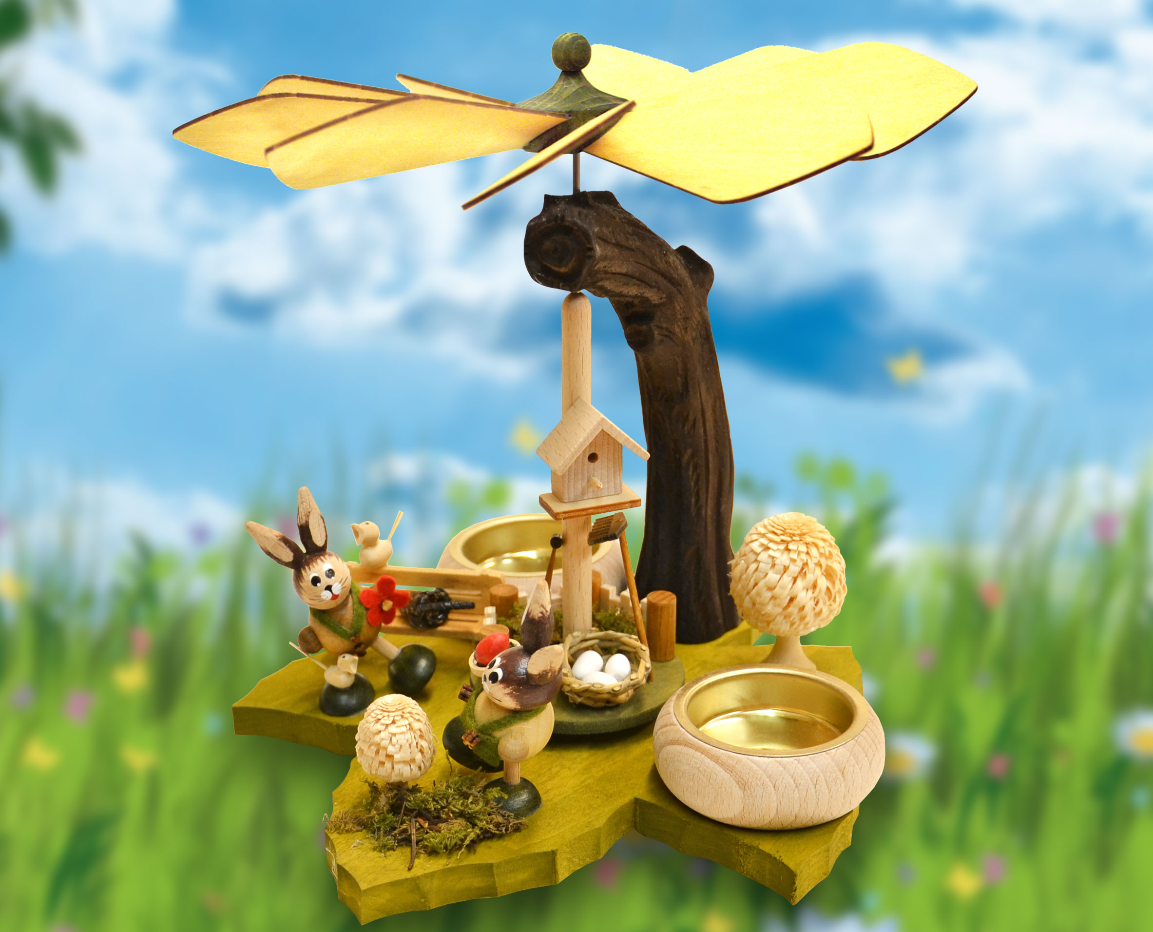 Blattpyramide, mit Wackelhasen