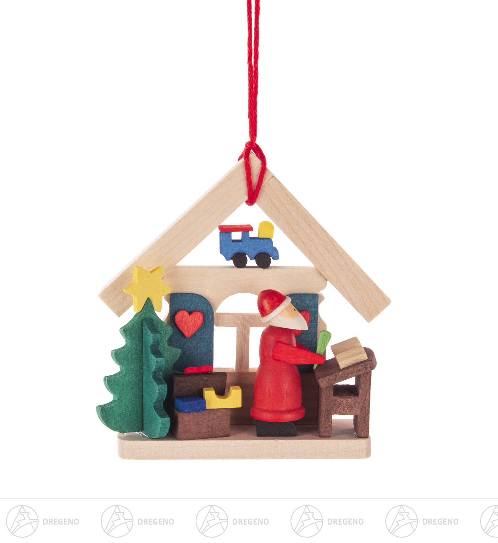 Behang Haus Weihnachtsmann mit Wunschzettel 7cm