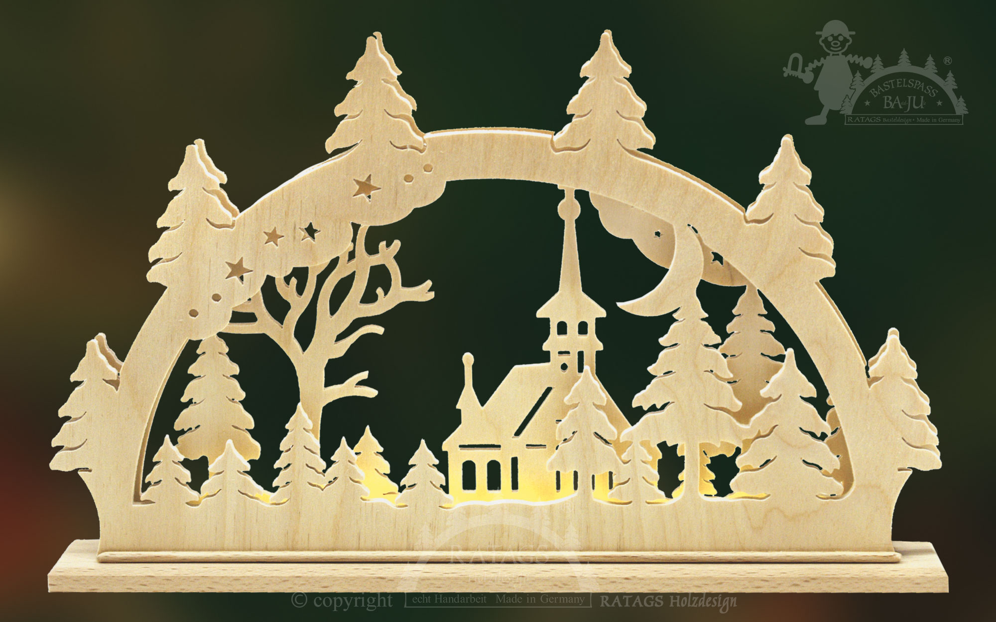 Schwibbogen mit LED zum Basteln Kirchlein