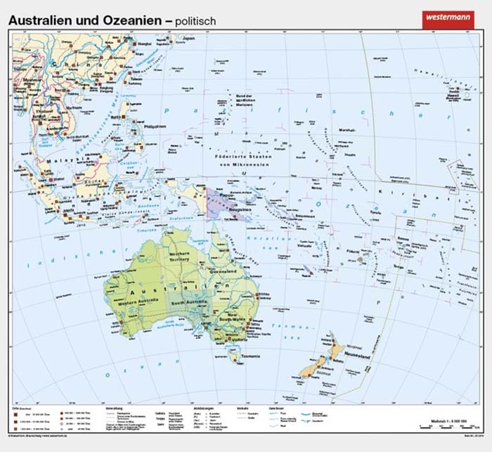 Australien und Ozeanien - physisch / politisch