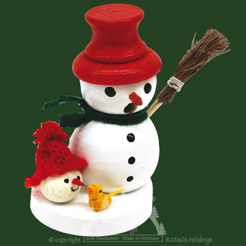 MiniRäuchermännchen, Schneemann, weiß, roter Hut, grüner Schal