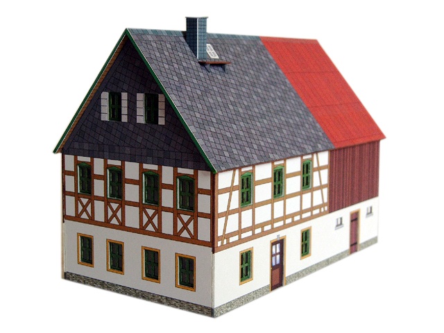 04-04-02-H0-B - FWH Erzgebirge mit Stall - Blechdach