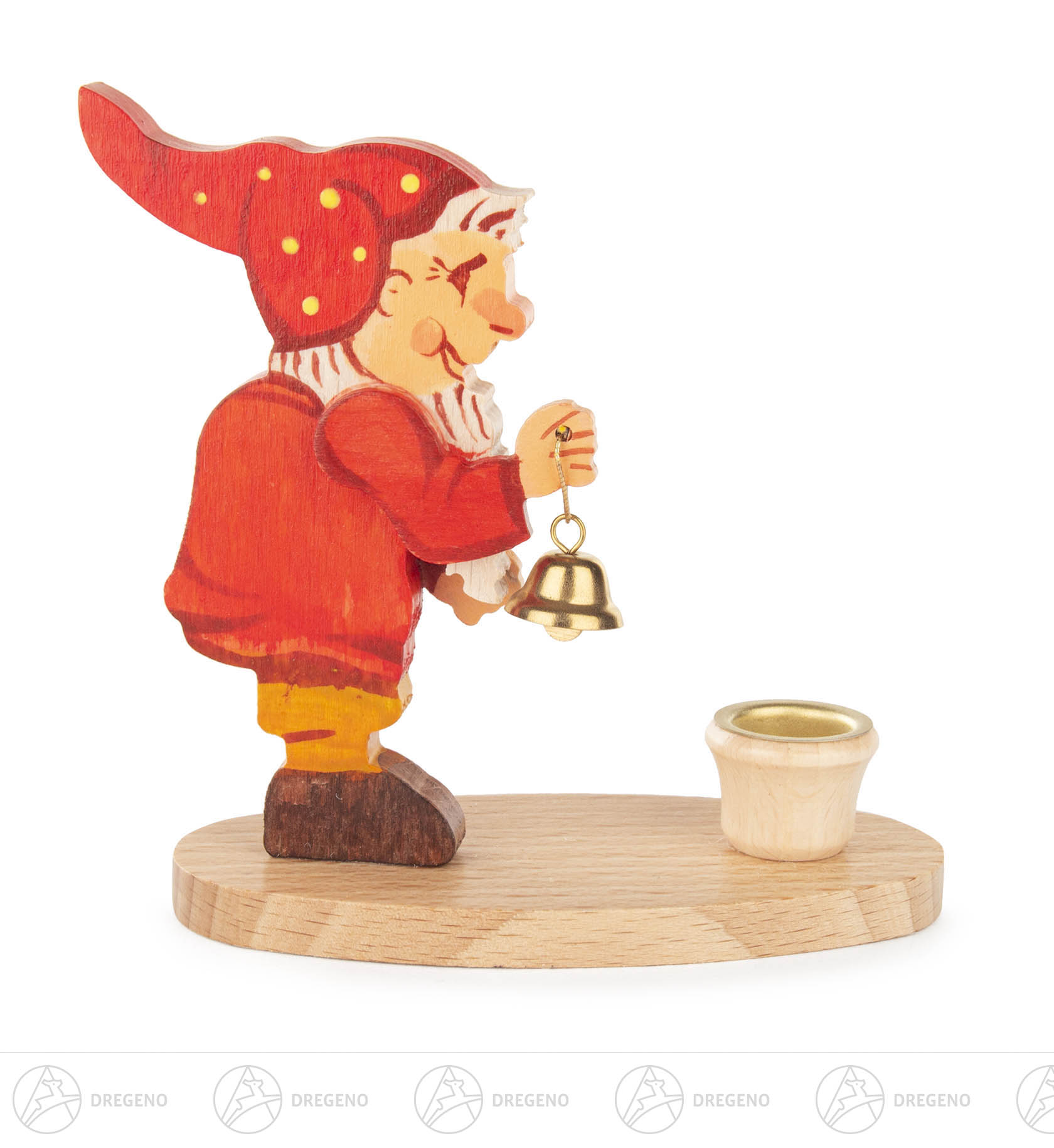 Kerzenhalter-Zwerg mit Glöckchen für Kerzen 14mm 10cm