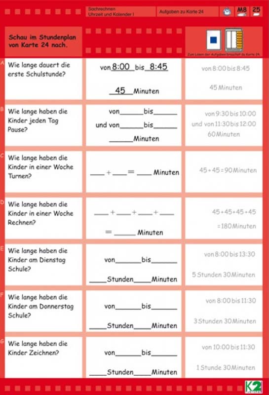 Max Lernkartenset Sachrechnen Uhrzeit und Kalender 1