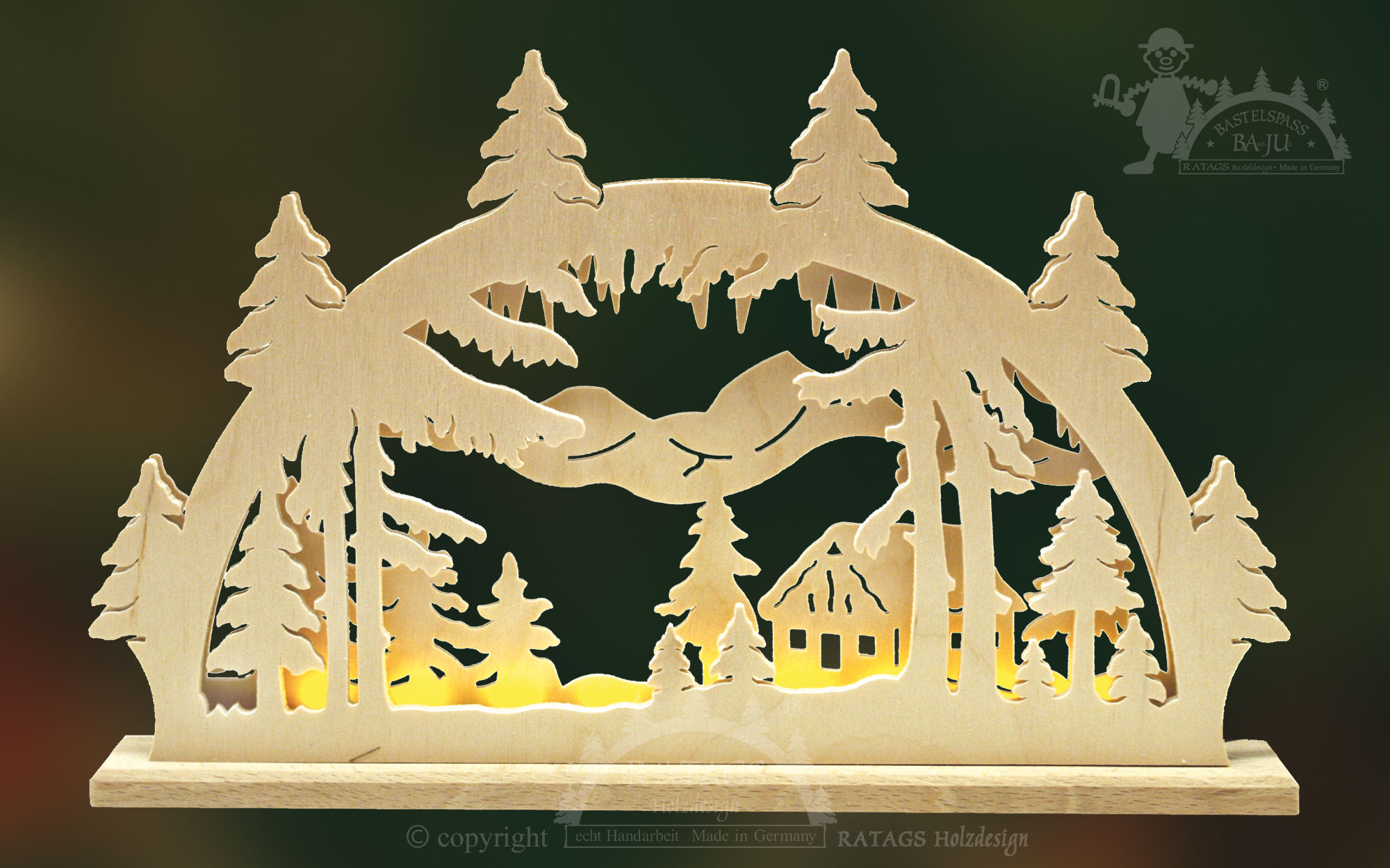 Schwibbogen mit LED zum Basteln Waldhaus