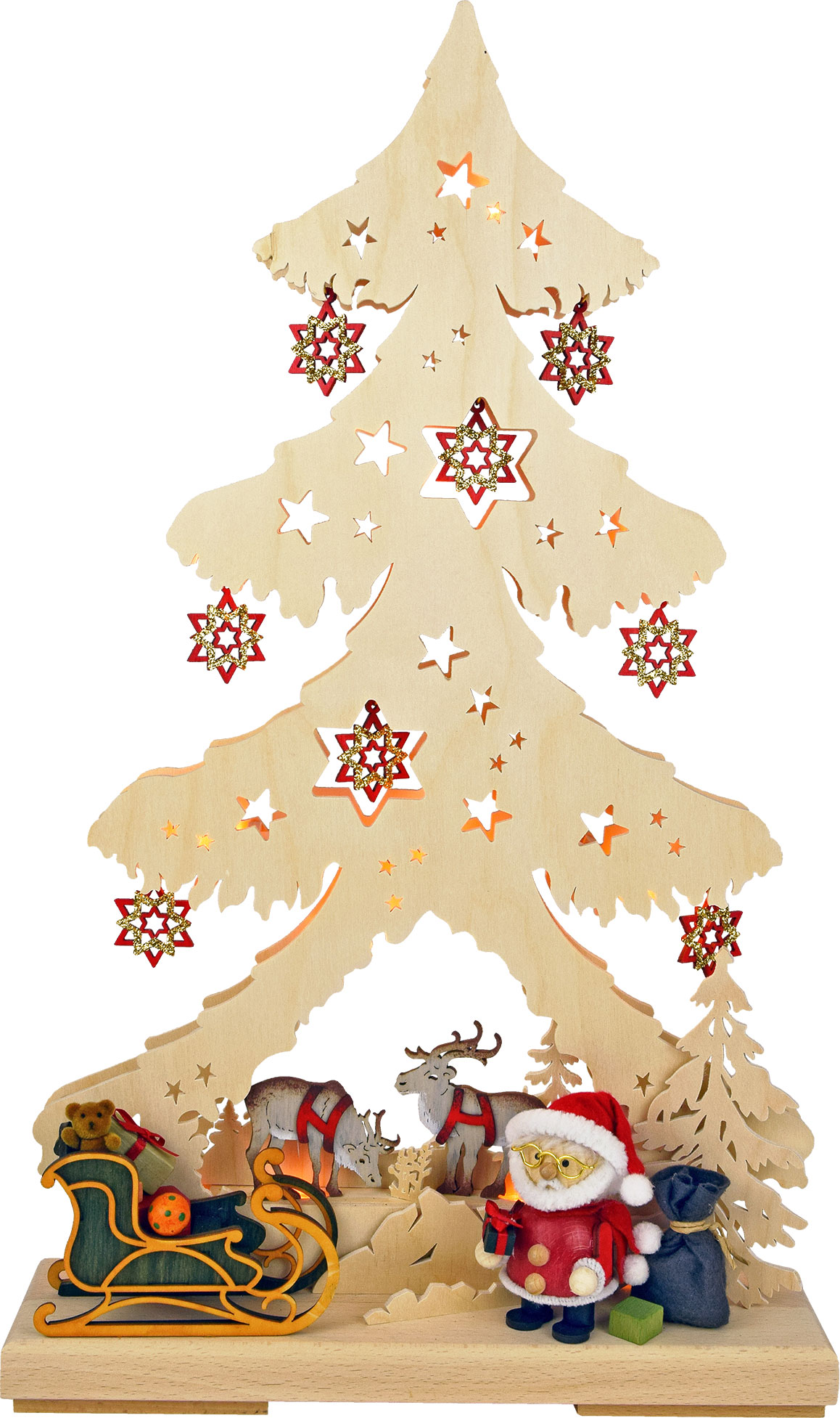Tanne mittelgroß, Weihnachtsmann mit Rentieren