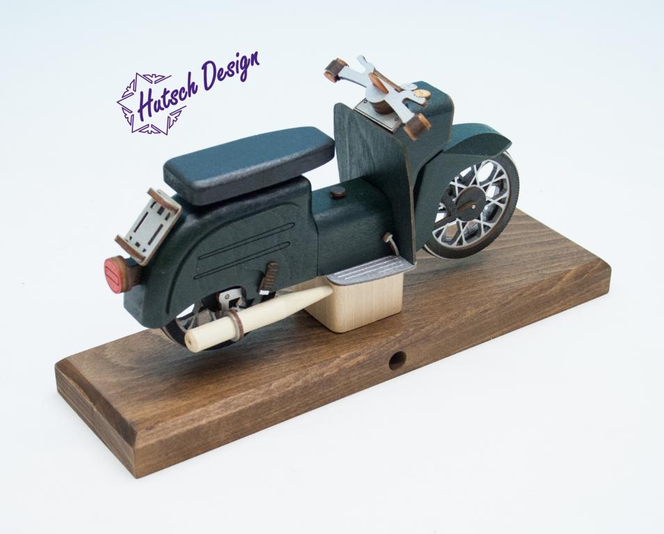 Tannengrüne Schwalbe Räuchermoped Simson  28x8x14,5cm
