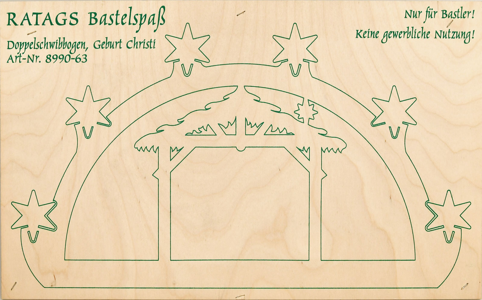 2 Motivsperrholzplatten, Selbstaussägen Schwibbogen, klein, Geburt Christi