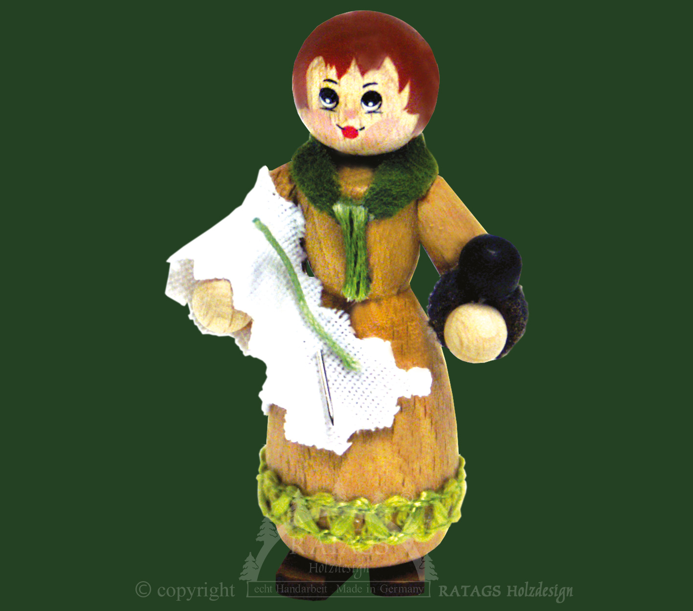Figur, Schneiderin, natur, Nadelkissen