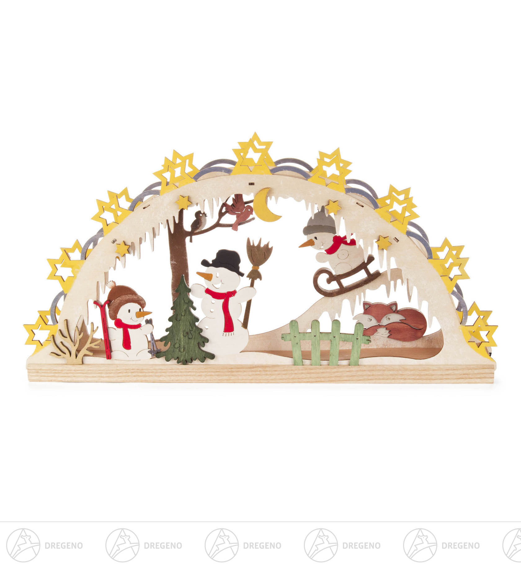 Bastelset Schwibbogen mit LED Band Schneemann 18x16xm